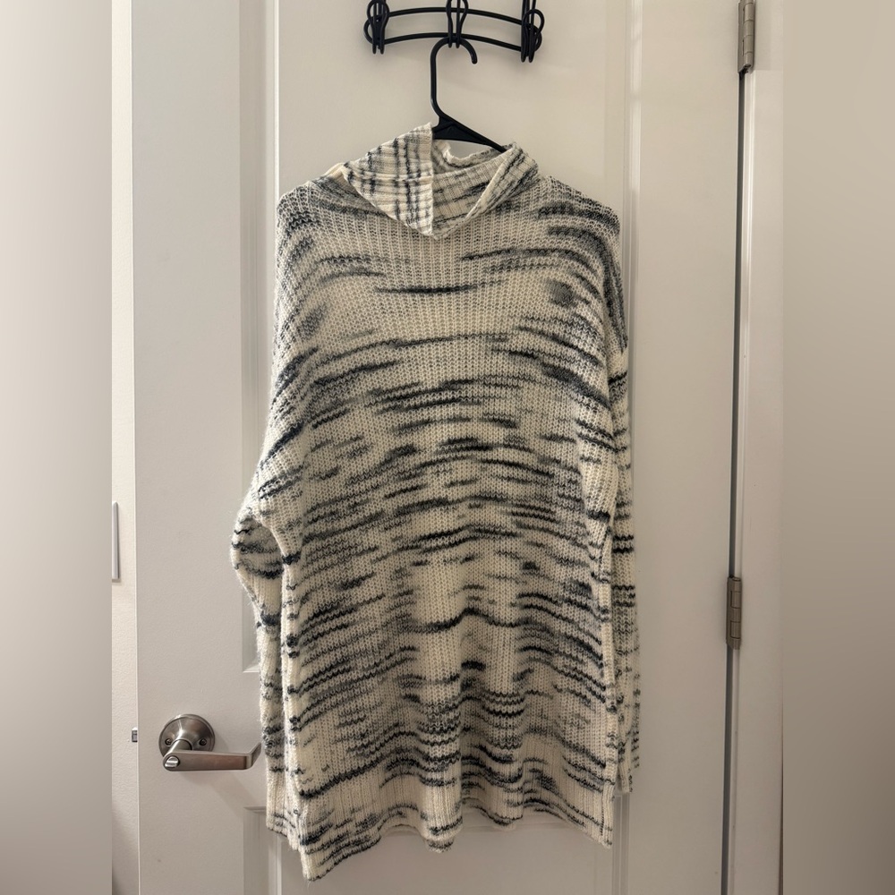 Cozy Black and White Knit Cowl Sweater